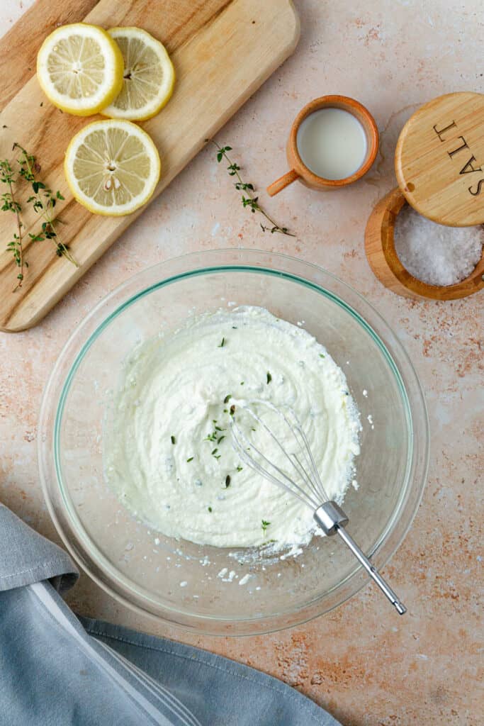 whip the ricotta in the bowl with a whisk