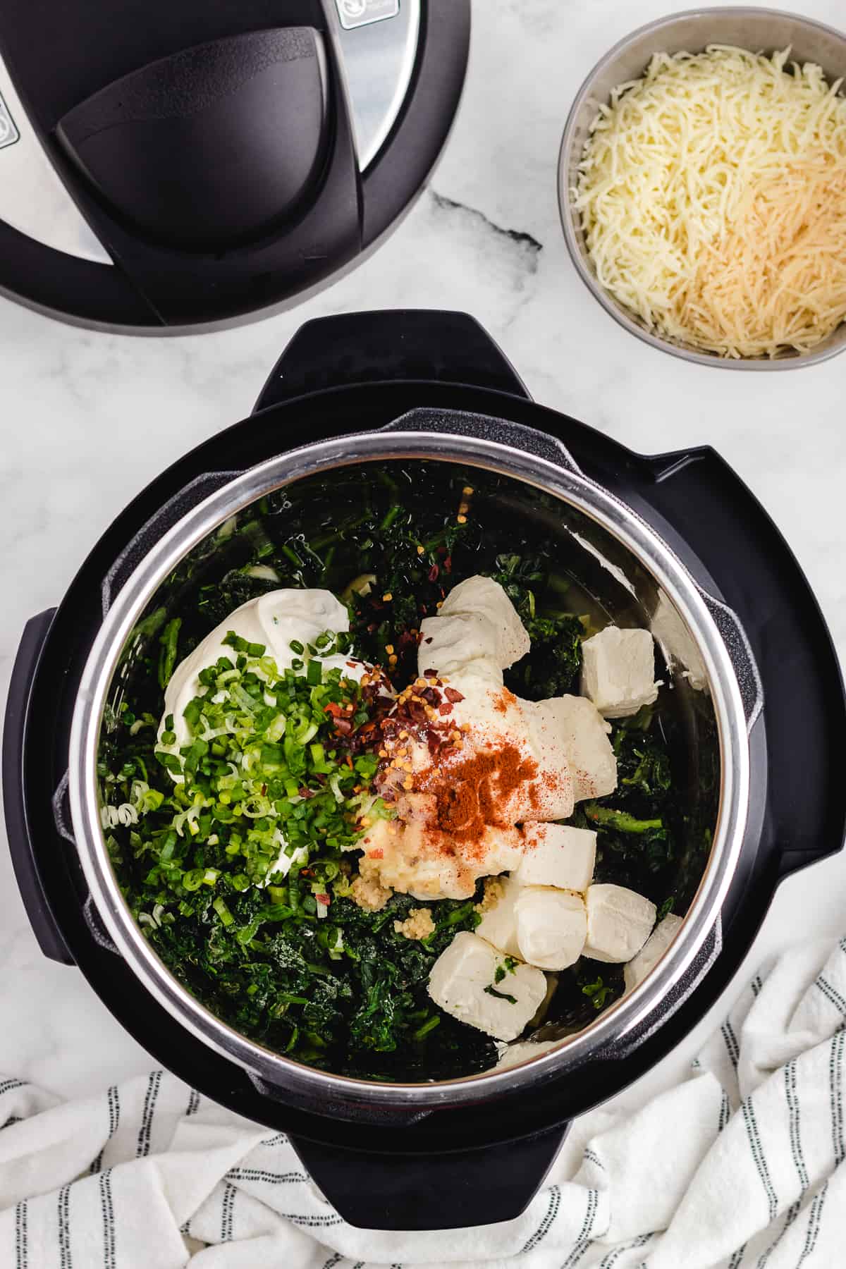 add the dip ingredients to the pressure cooker