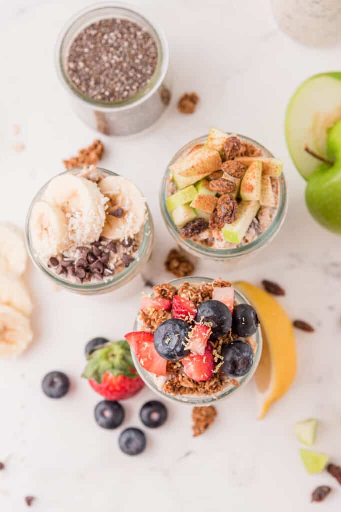 chia oatmeal pudding toppings face down