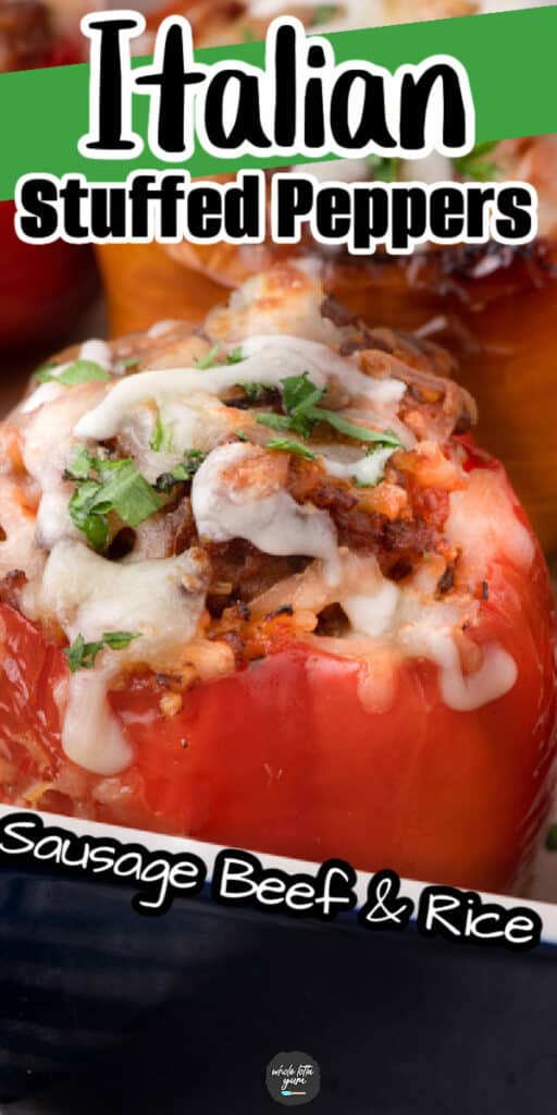 italian stuffed peppers pin for pinterest