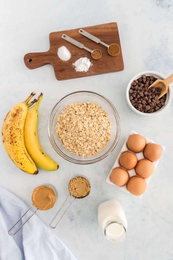 Baked oatmeal cup ingredients.