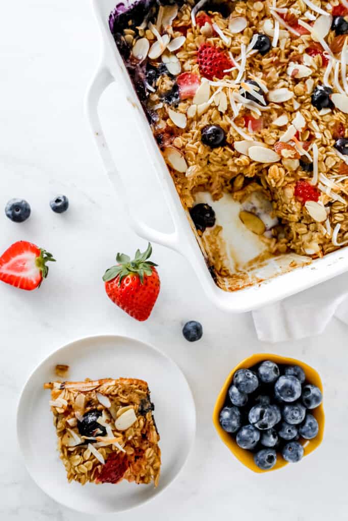 Baked oatmeal with blueberries.