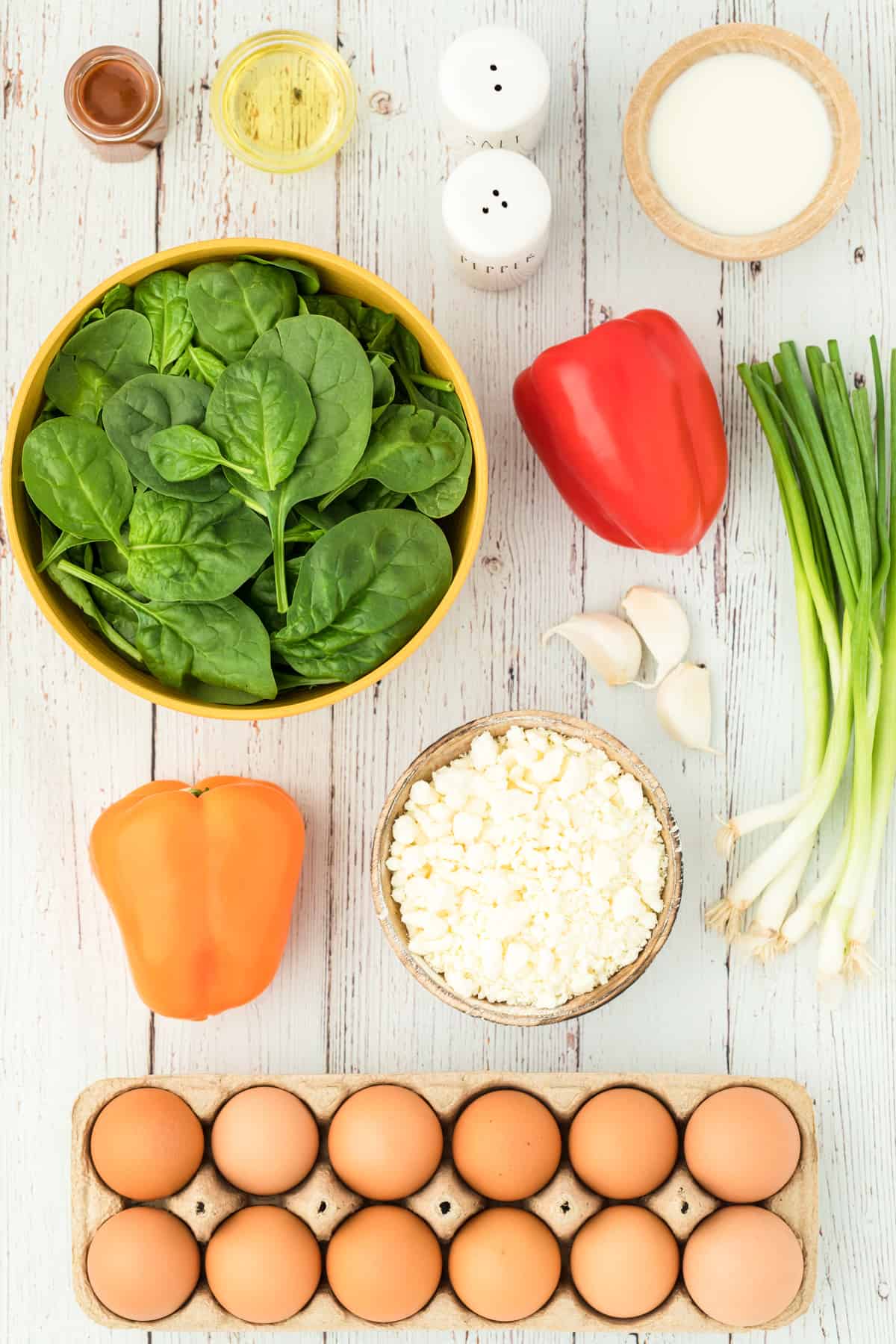 Healthy breakfast casserole ingredients.
