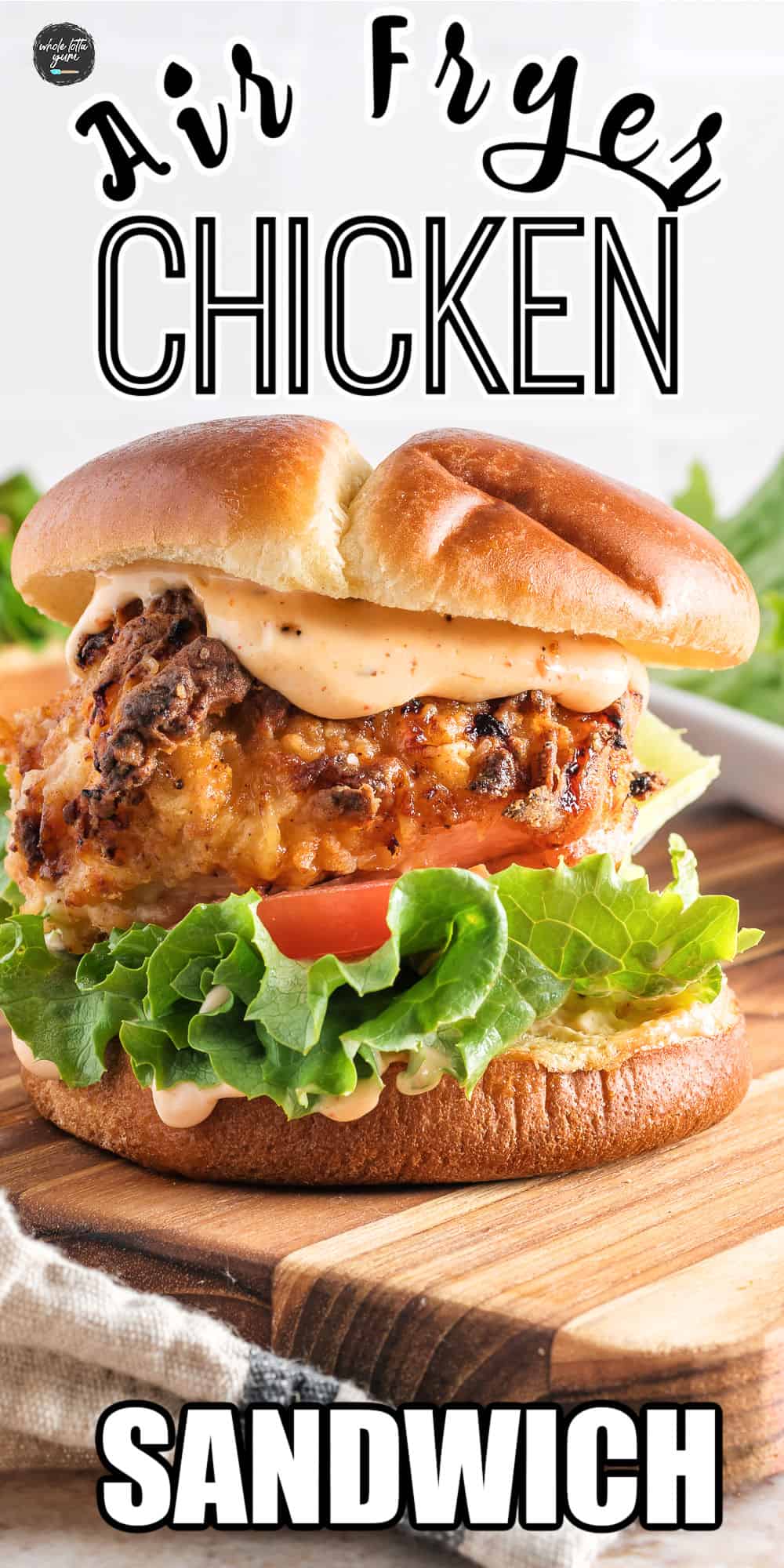 air fryer chicken sandwich pinterest pin.