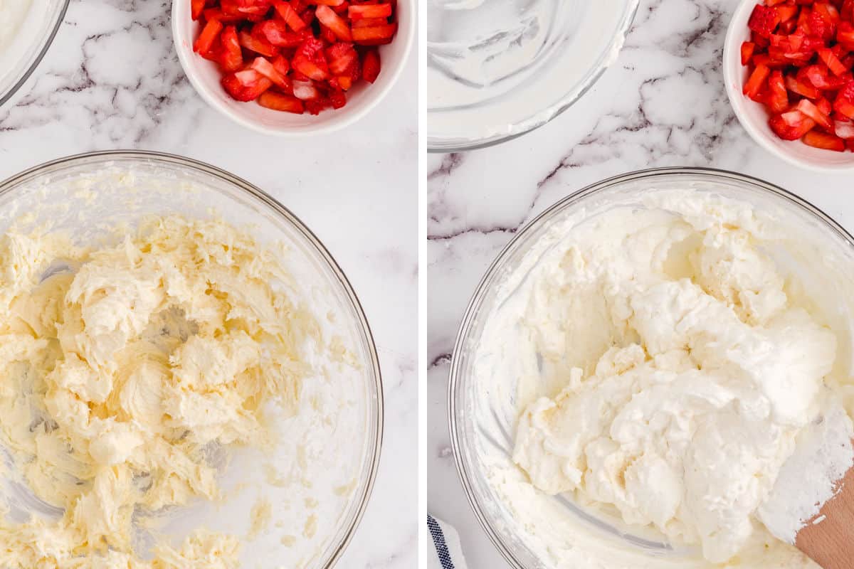 mixing butter, sugar and whipping cream.