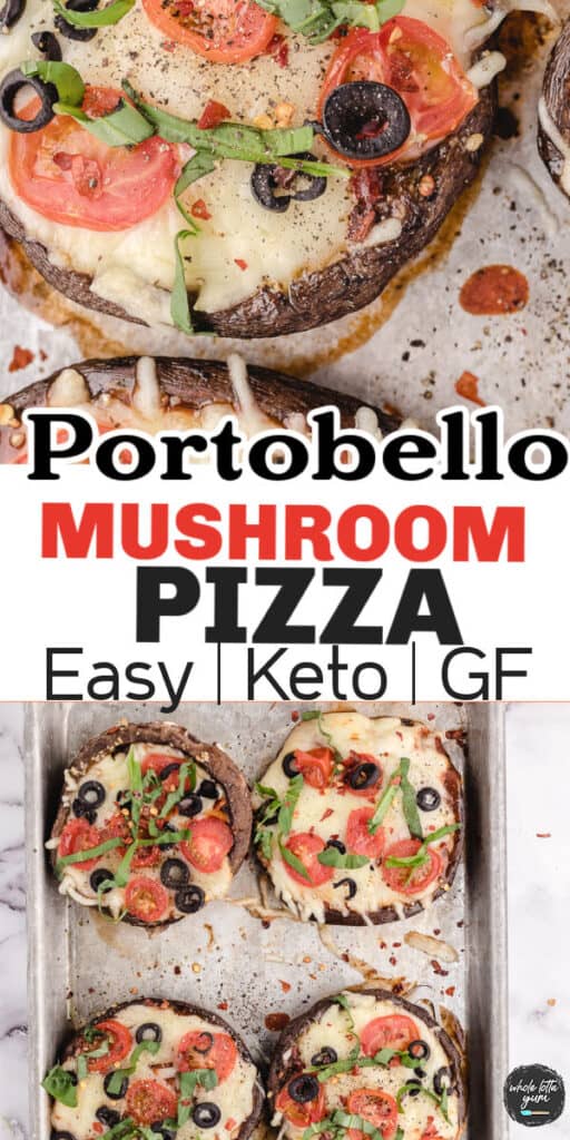 Portobello mushroom pizza pinterest pin.