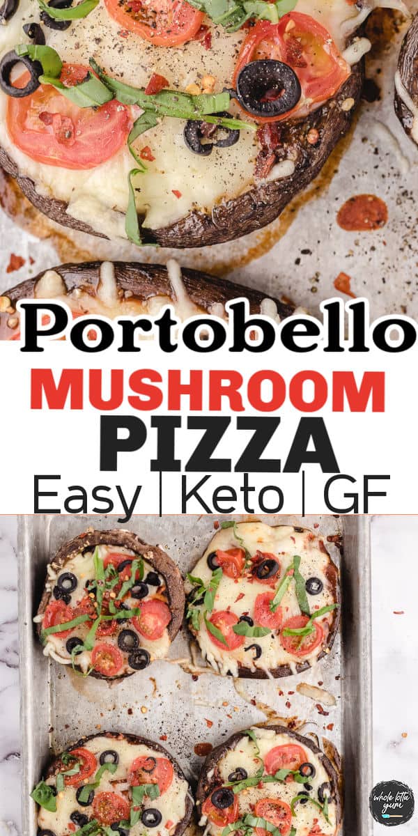 Portobello mushroom pizza pinterest pin.