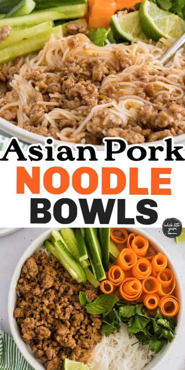 asian pork noodle bowls pinterest pin.