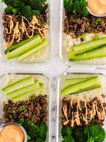 4 bulgogi bowls prepped.