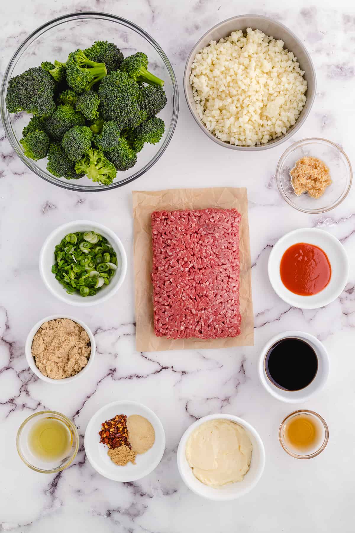 ground beef rice bowl ingredients.
