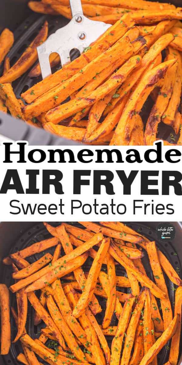homemade air fryer sweet potato fries pinterest pin.