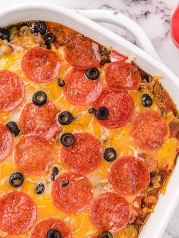 keto pizza casserole recipe ready to serve 6