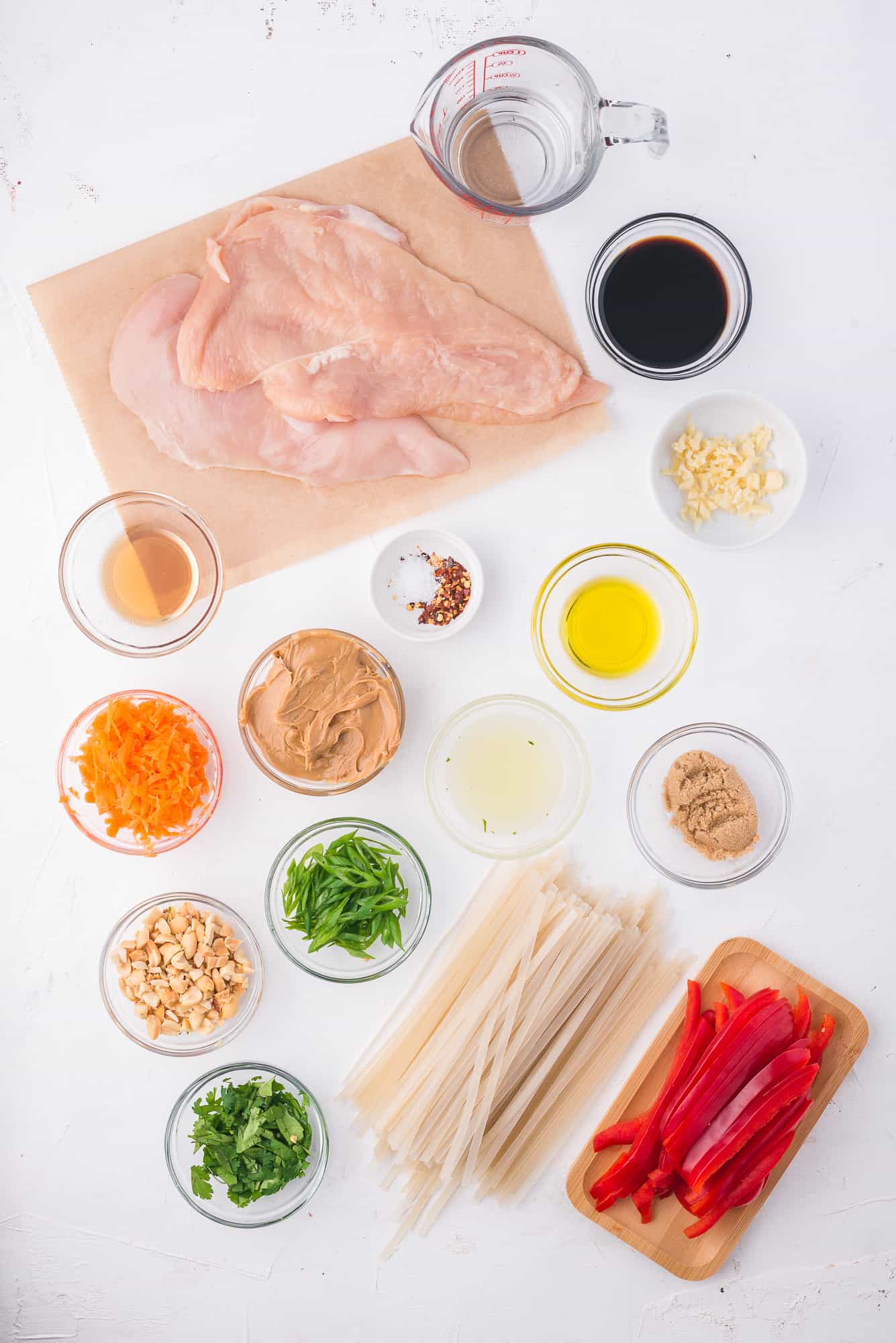 Thai peanut noodles ingredients.