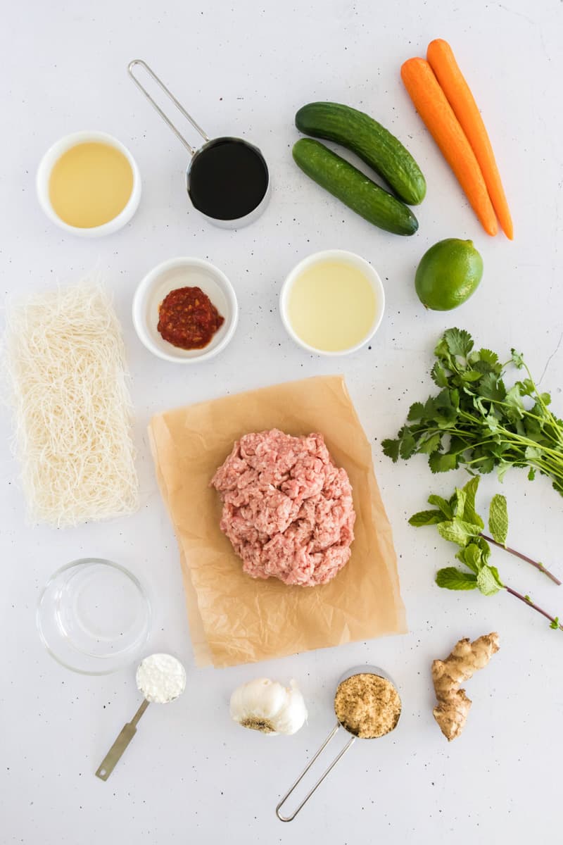 asian ginger pork bowls ingredients.
