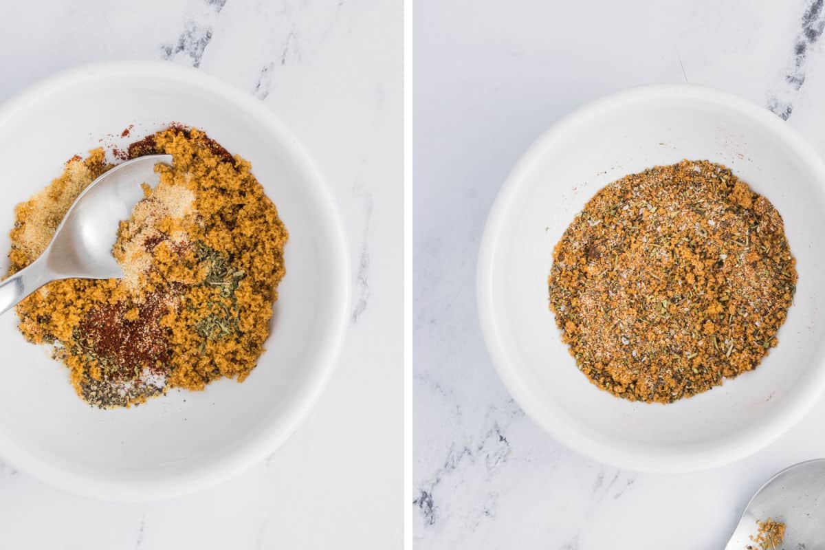 Prep of the pork chop seasoning.