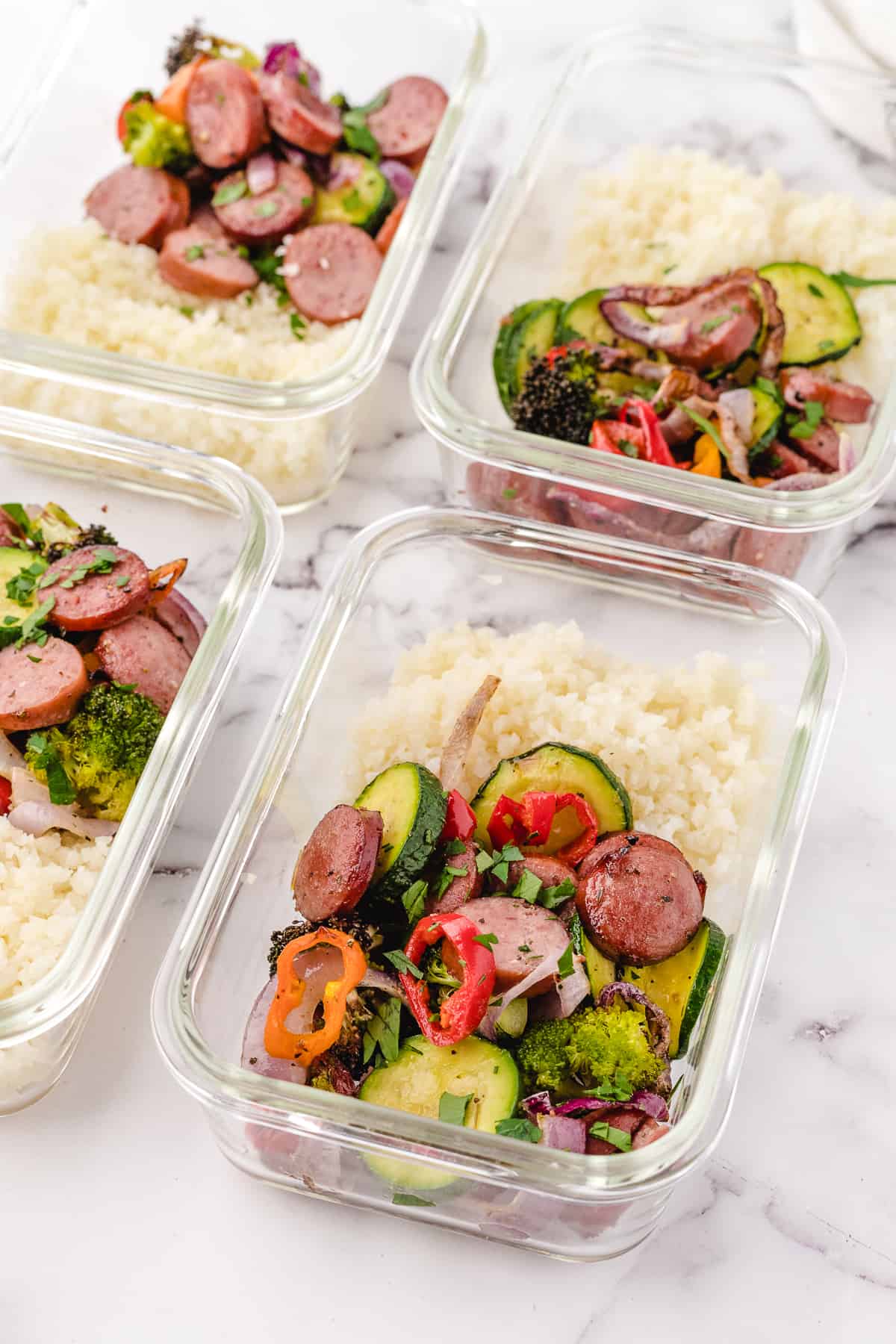 air fryer chicken sausage and veggies meal prep recipe 4