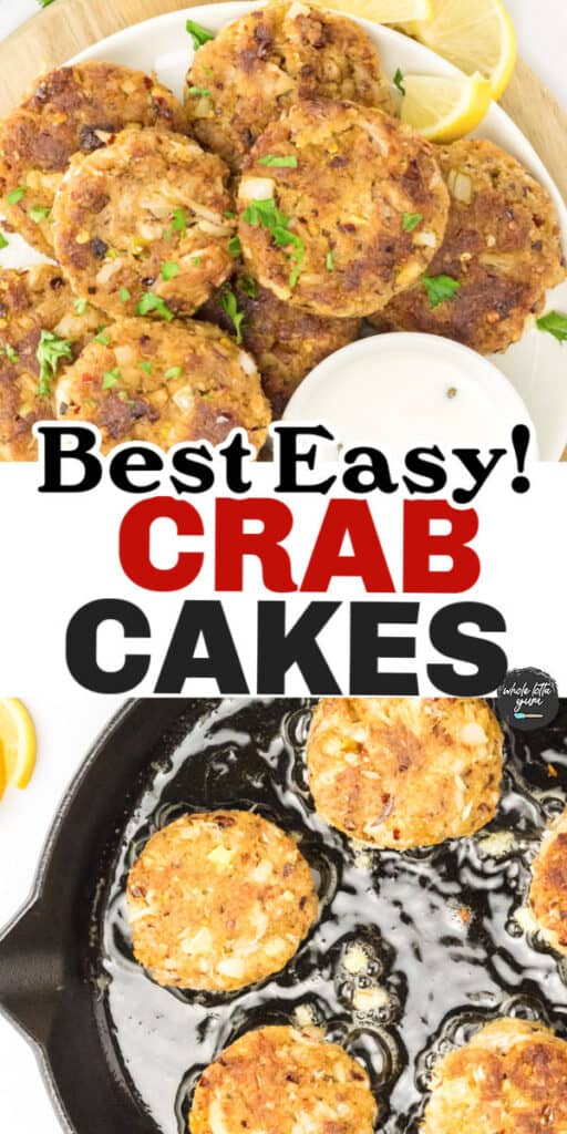 pan seared crab cakes pinterest pin.