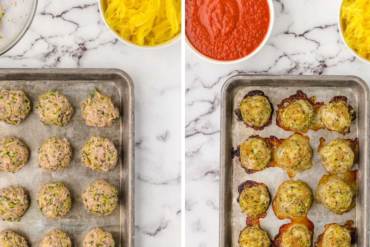 shape and bake turkey meatballs on a baking sheet 5