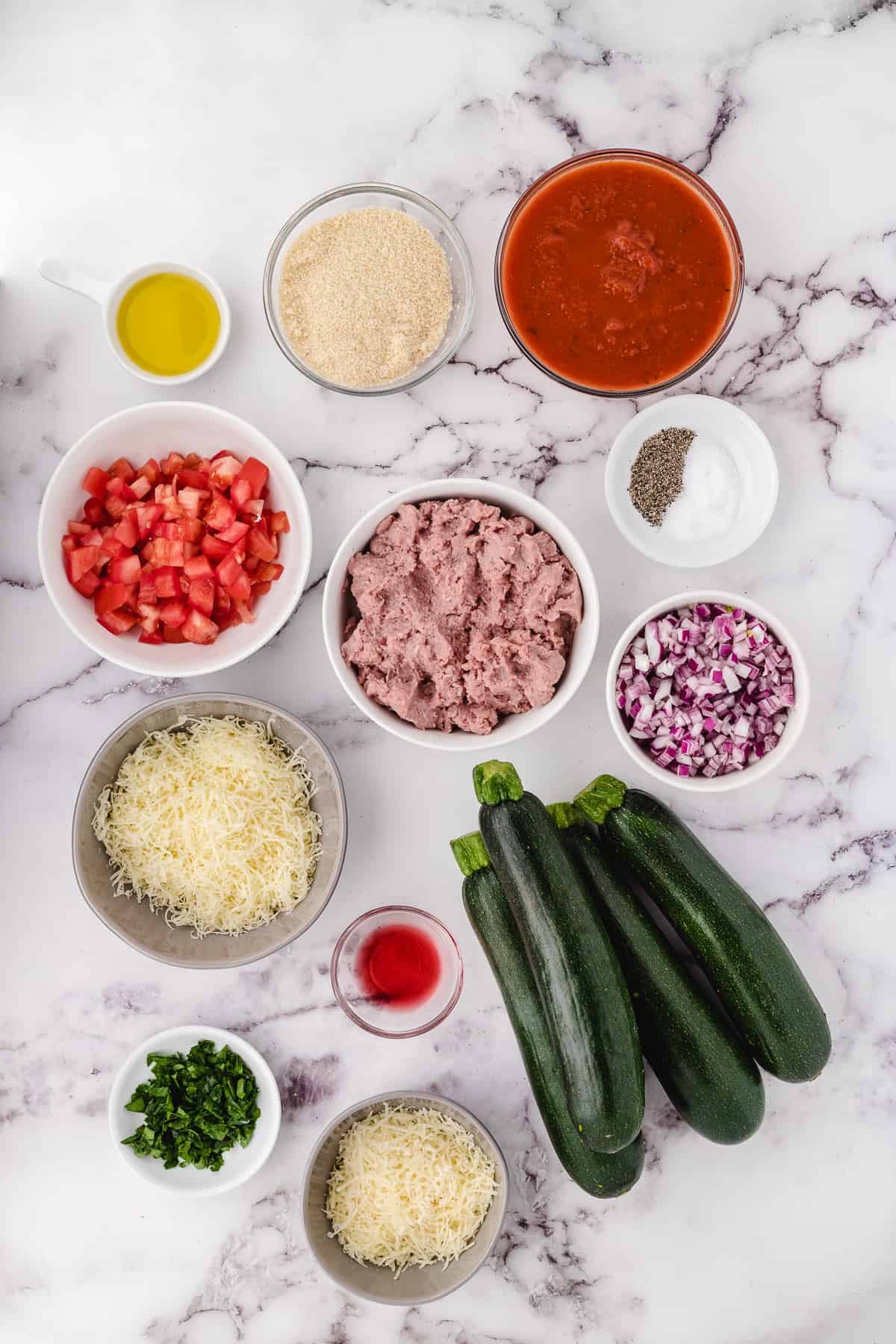 Italian Chicken Stuffed Zucchini 2 simple ingredients