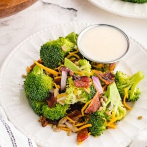 broccoli salad dressing recipe on a plate