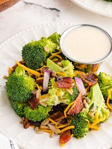 broccoli salad dressing recipe on a plate