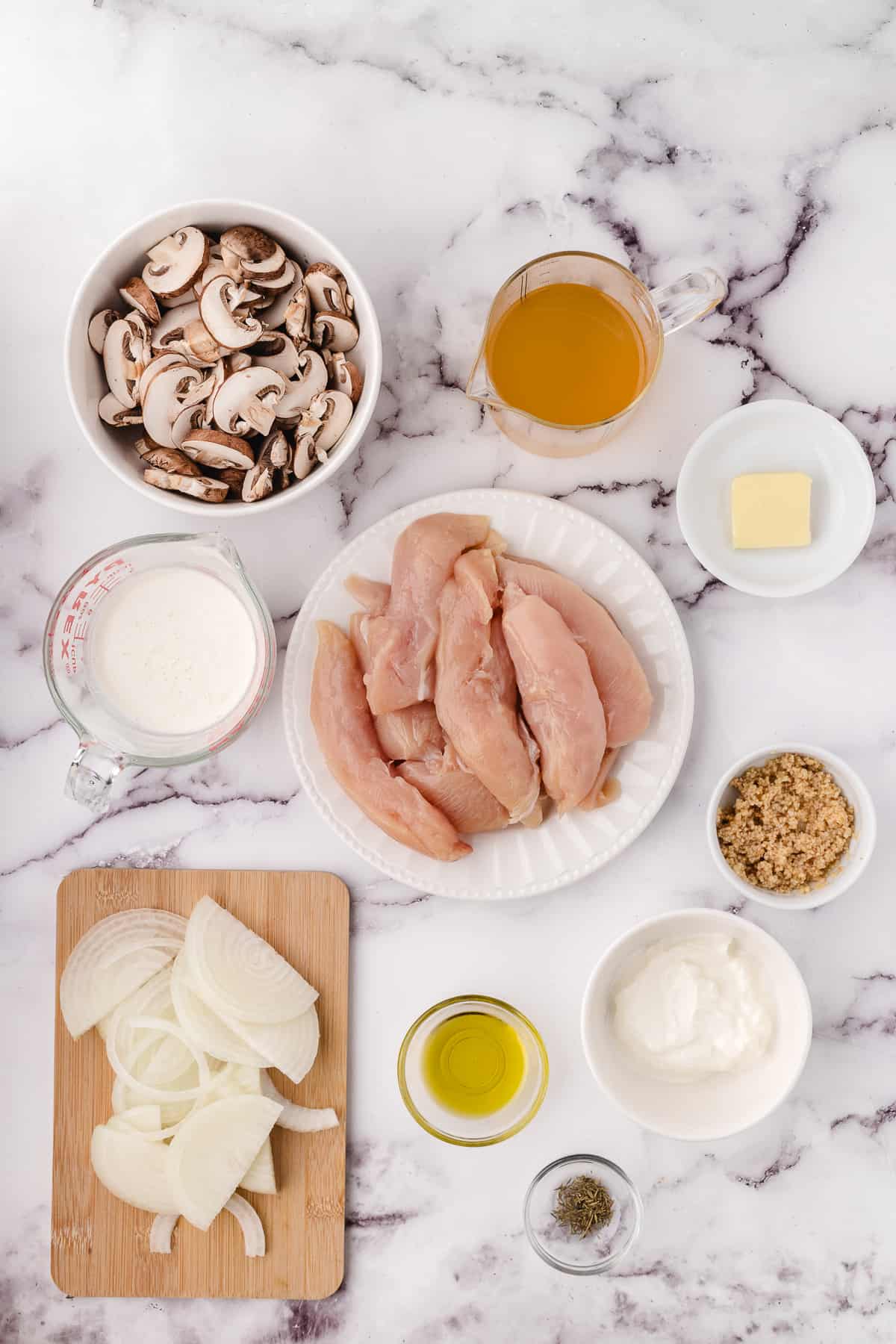 saut&eacute;ed chicken and mushrooms ingredients