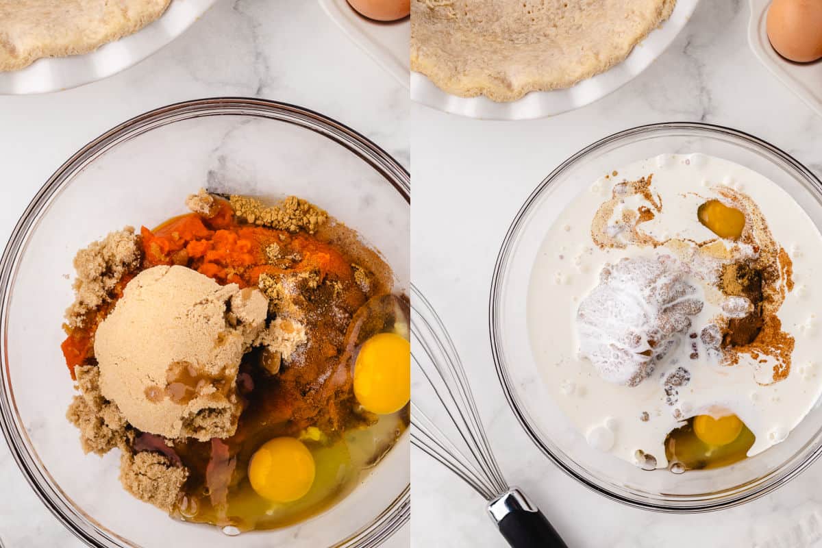 easy pumpkin pie recipe 3 ingredients in the bowl
