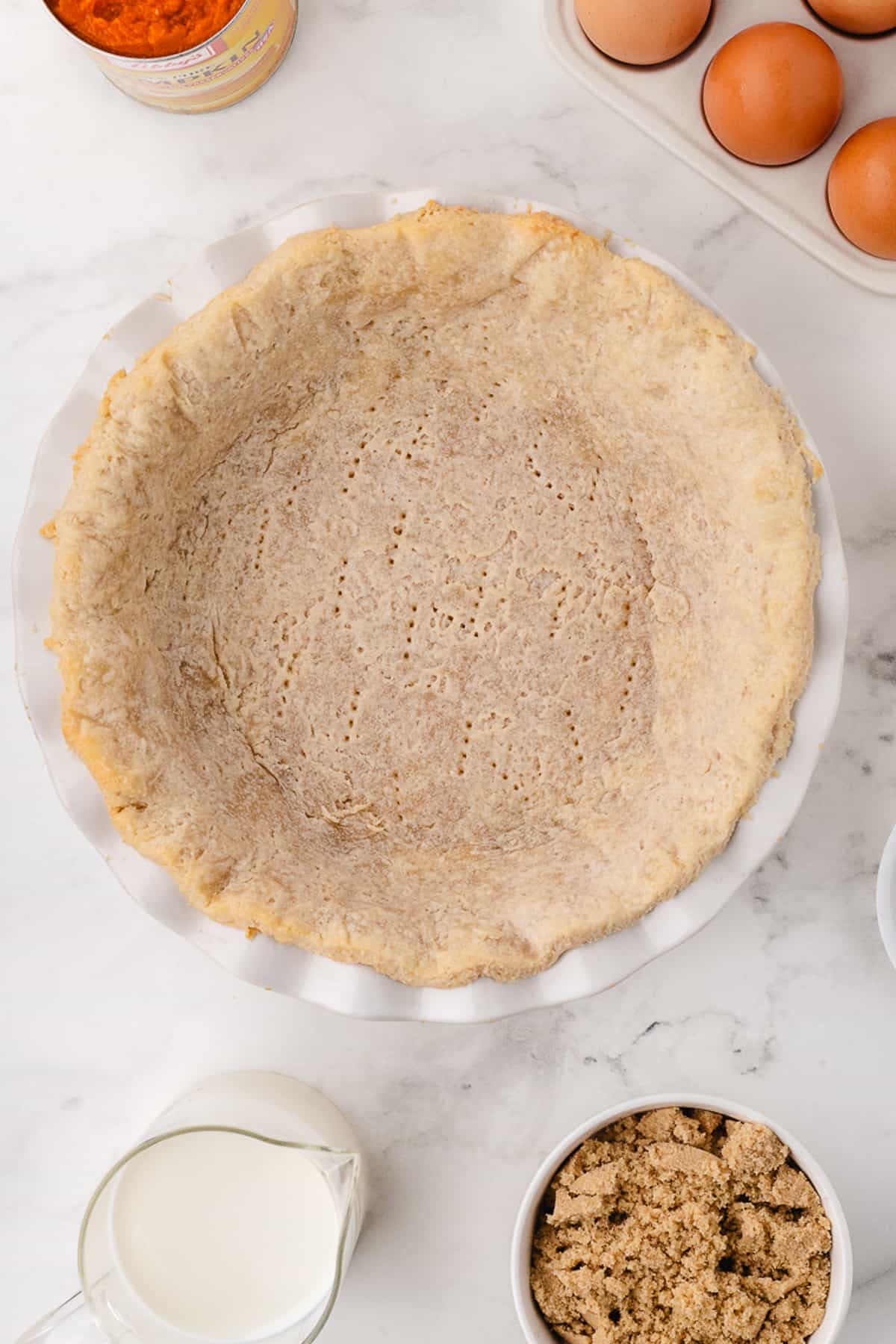 pumpkin pie without evaporated milk-1 crust dough in pie pan