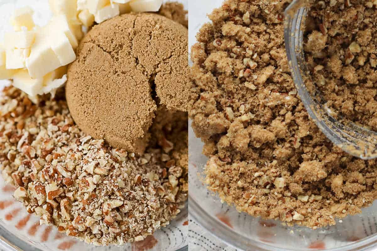 making the streusel for sweet potato casserole