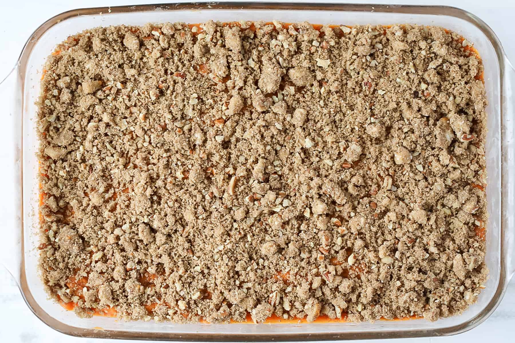 crumble the streusel over the top of the casserole