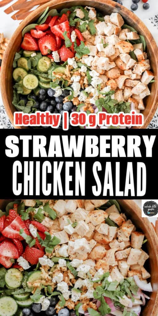 summer salad with chicken pin for pinterest