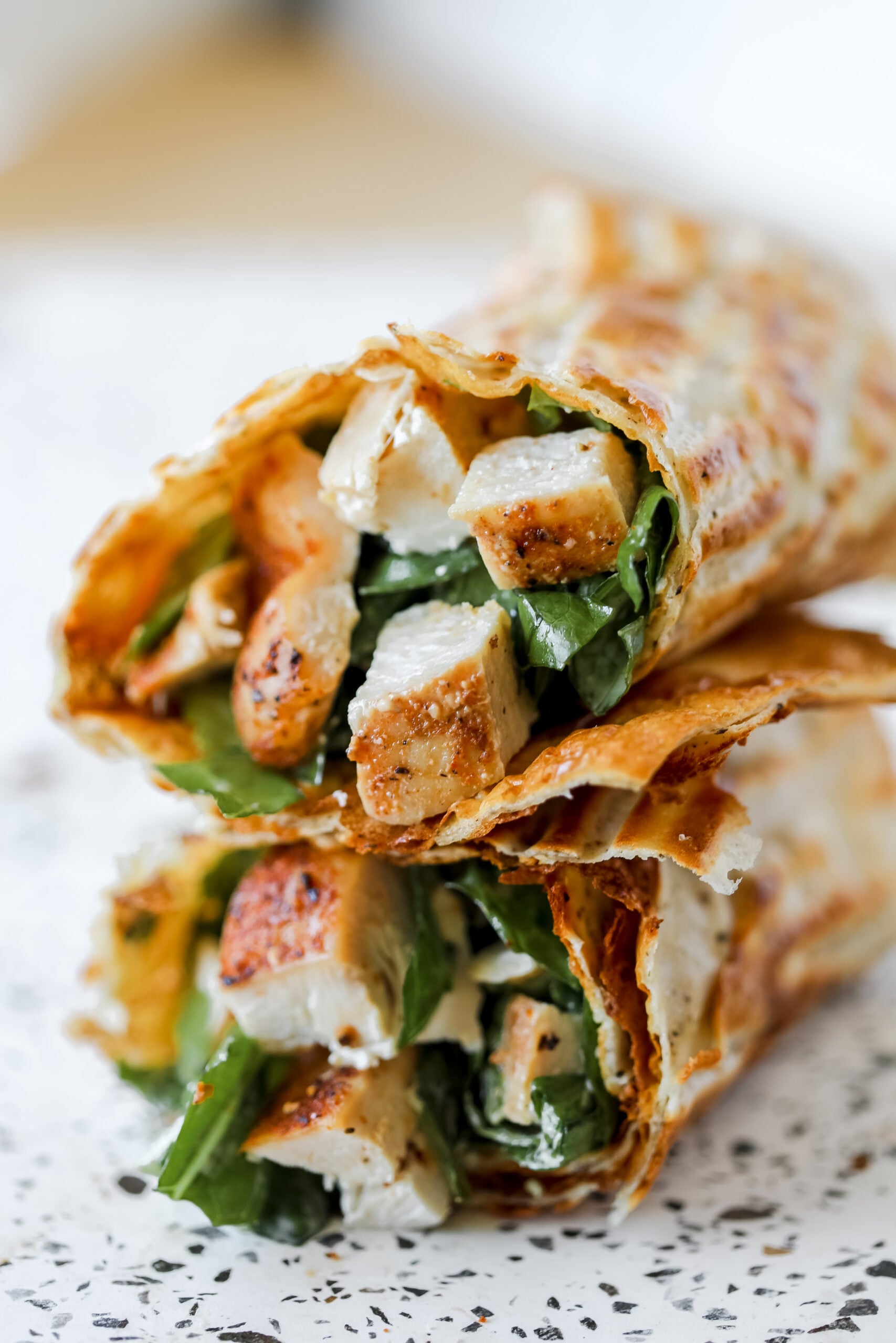 cottage cheese chicken caesar wrap rolled up 