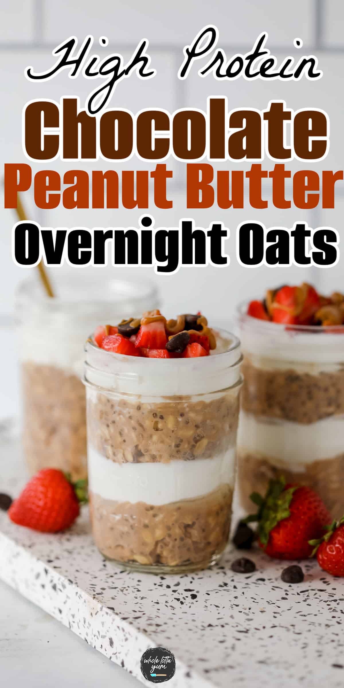 peanut butter chocolate overnight oats pin for pinterest