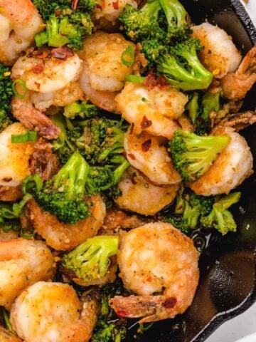shrimp and broccoli close up photo
