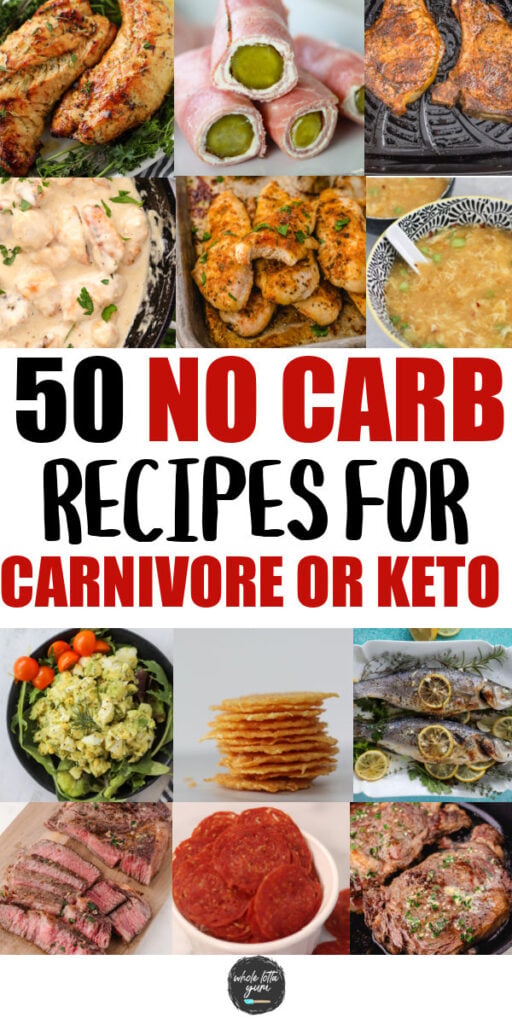 collage of zero carb recipes