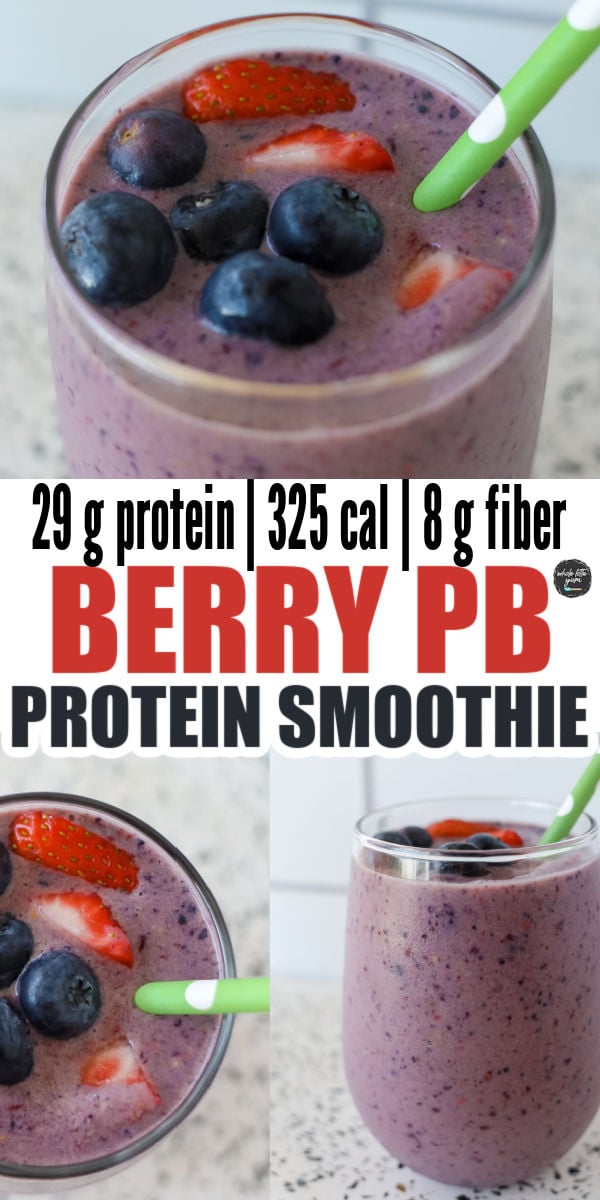 berry protein smoothie pin for pinterest