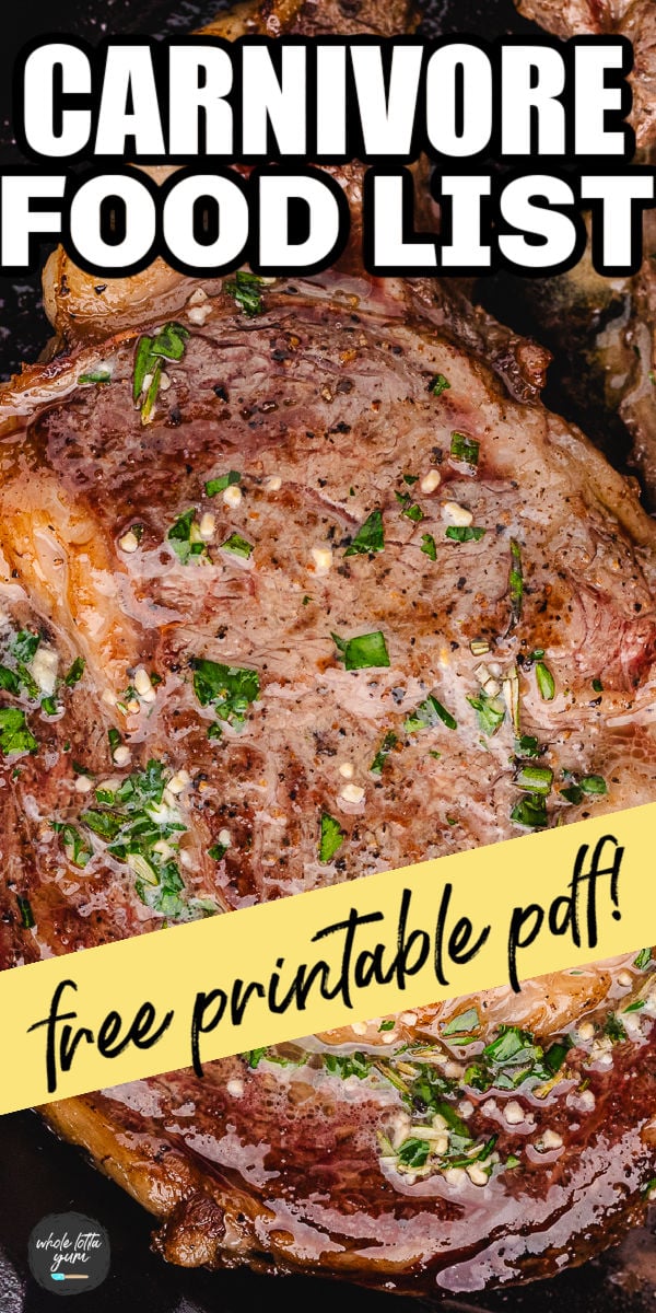 carnivore diet foods list pdf printable for social media