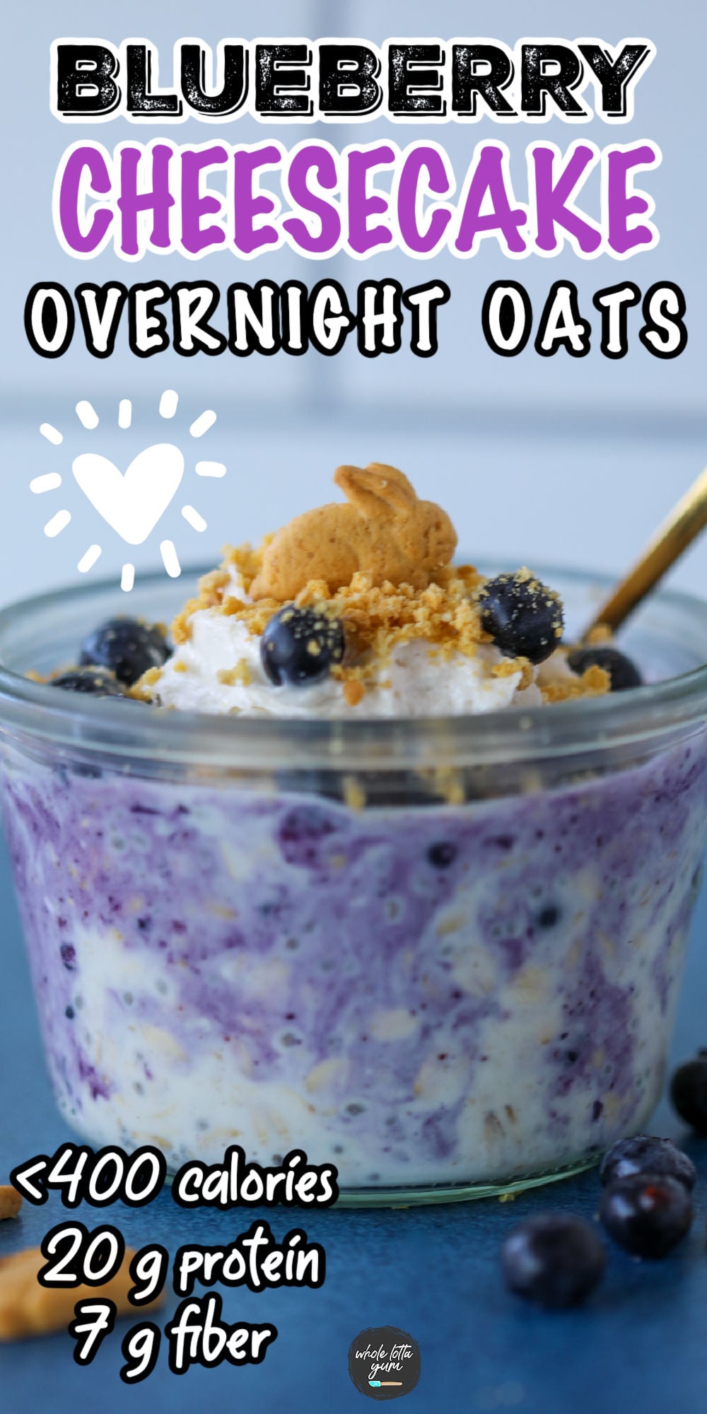 cheesecake overnight oats pin for pinterest