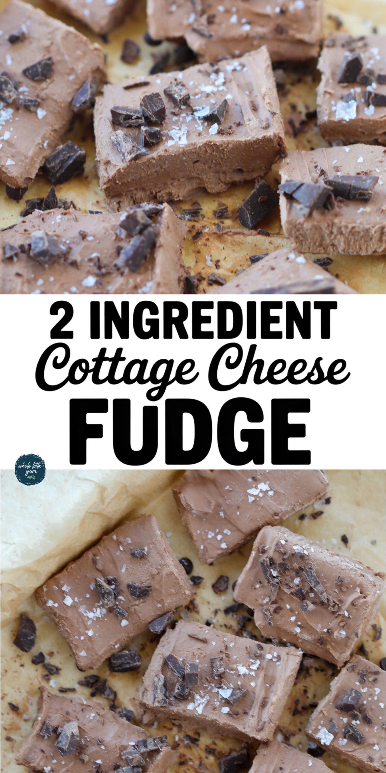 2 ingredient cottage cheese fudge pin for pinterest