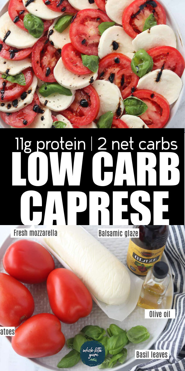 keto caprese summer salad recipe pin for pinterest