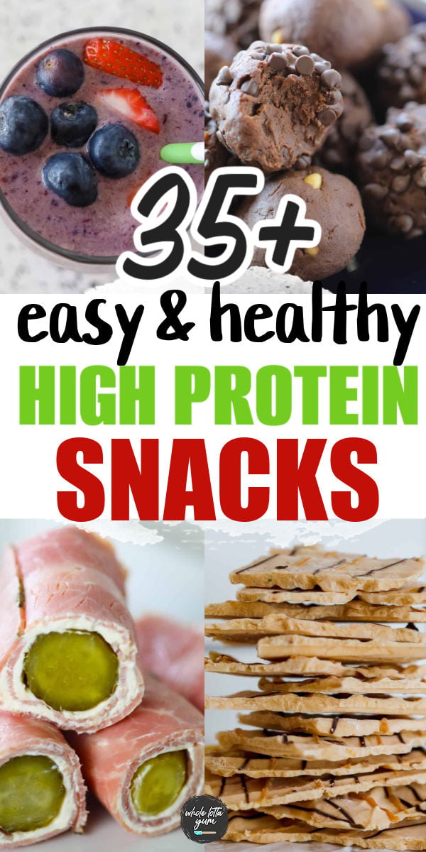 high protein snack ideas graphic for social media