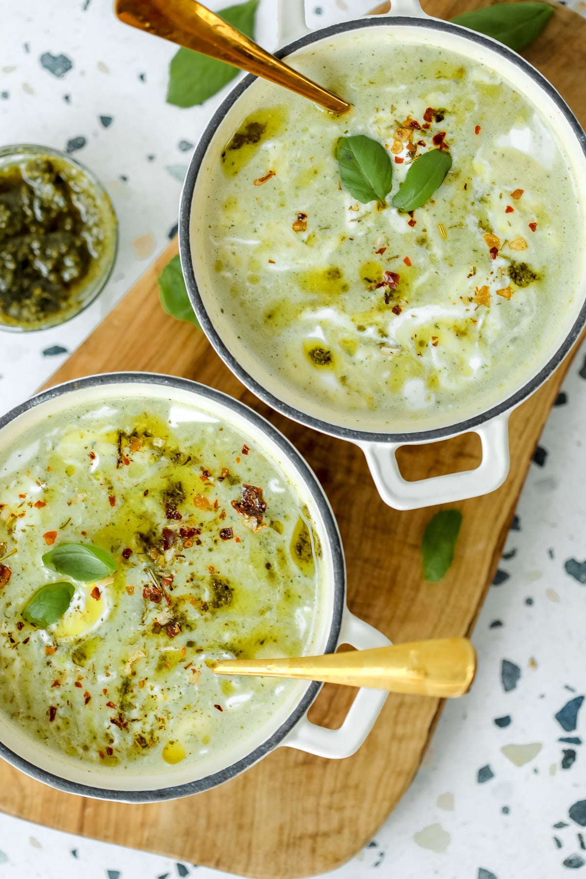 high protein vegetable soup with zucchini basil and cottage cheese
